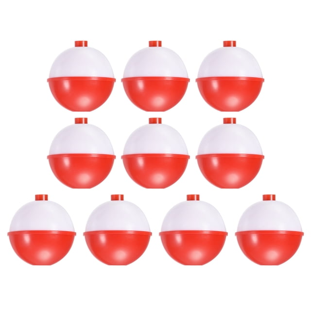 Unique Bargains 2 Inch Fishing Bobbers, Plastic Push Button Round Fishing Float, Red and White 10 Pack