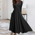 thumbnail image 1 of Pisexur Robe à Manches Longues à Col en V pour Femme Automne Hiver Décontractée Ample Couleur Unie Robe Longue à Manches Longues à Col en V Robe pour Femme, 1 of 6