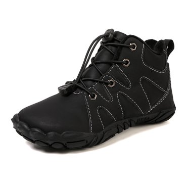MEZZALL Chaussures d'Hiver Épaisses et Chaudes à Cinq Doigts pour Enfant, Chaussures Garçons Filles, Bottes de Neige pour Enfants, Chaussures Confortables pour Tout-Petit, Noir, 7-8 Ans