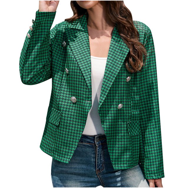 Pompotops Veste à Col à Revers à Manches Longues Imprimée pour Femme, Nouvelle Collection Automne Hiver, Petit Complet, Liquidation