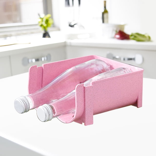 Cagogo Wheat Straw Storage Box, Refrigerator Organizer for Beer Cans Beverage Bottles, Stackable Wine Rack Tray for Kitchen Home Bar, Plastic Drink Can Dispenser Shelves for Soda Fridge