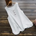 thumbnail image 4 of WEIYLL T-Shirt pour Femmes Col Rond Sans Manches Boutonné Blouse Blanche Tailles m, 4 of 4
