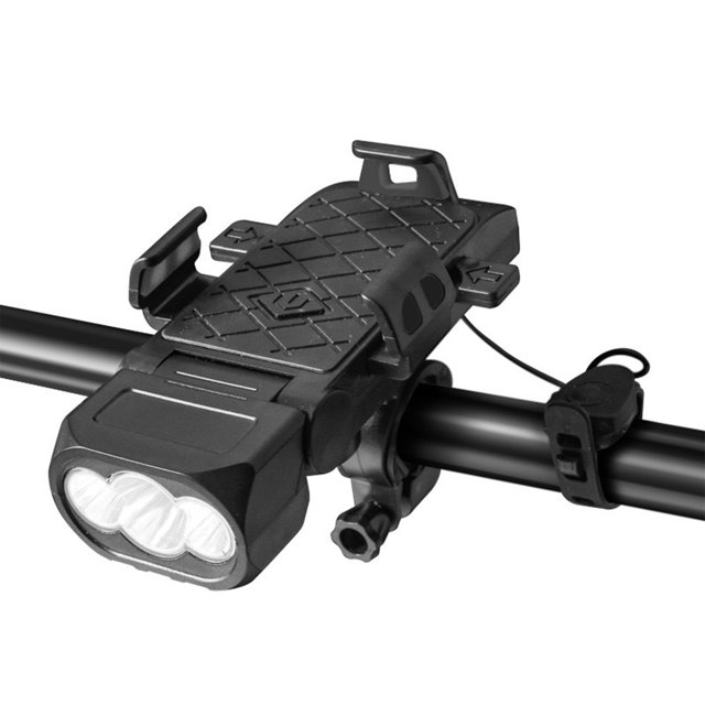 Bicycle Headlight with Phone Mount & Horn - 500 Lumen USB Rechargeable Cycling Safety Light System
