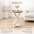 thumbnail image 2 of COZAYH Table de Chevet Ronde Rustique en Bois avec Plateau d'Accent, Pattes Courbées Blanches, 2 of 12