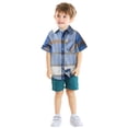 thumbnail image 3 of PMVFHDE T-Shirts Graphiques pour Garçons T-Shirts pour Tout-Petits Garçons Manches Courtes Imprimés à Carreaux T-Shirt Gentleman Hauts Bleu, 7-8 Ans, 3 of 4