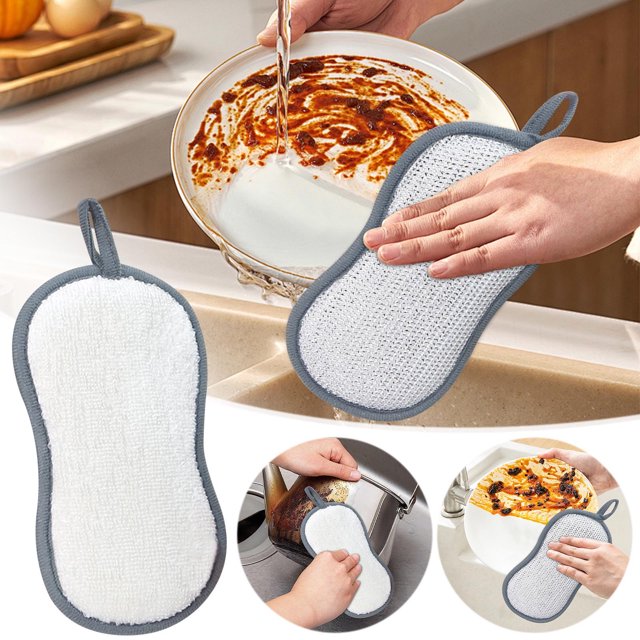 3PC Home Kitchen Dish Washing Sponges, Pot Scrubbers for Kitchen Non Scratch, Kitchen Cleaning Sponge Kitchen Deals (B)