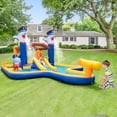 thumbnail image 2 of Gymax Inflatable Water Slide Park Bounce House Splash Pool Water Cannon w/ 750W Blower, 2 of 10