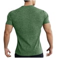 thumbnail image 3 of Men's Muscle T Shirts Stretch Short Sleeve V Neck Bodybuilding Workout Tee Shirts Slim Fit Ribbed Knit Shirt, 3 of 4