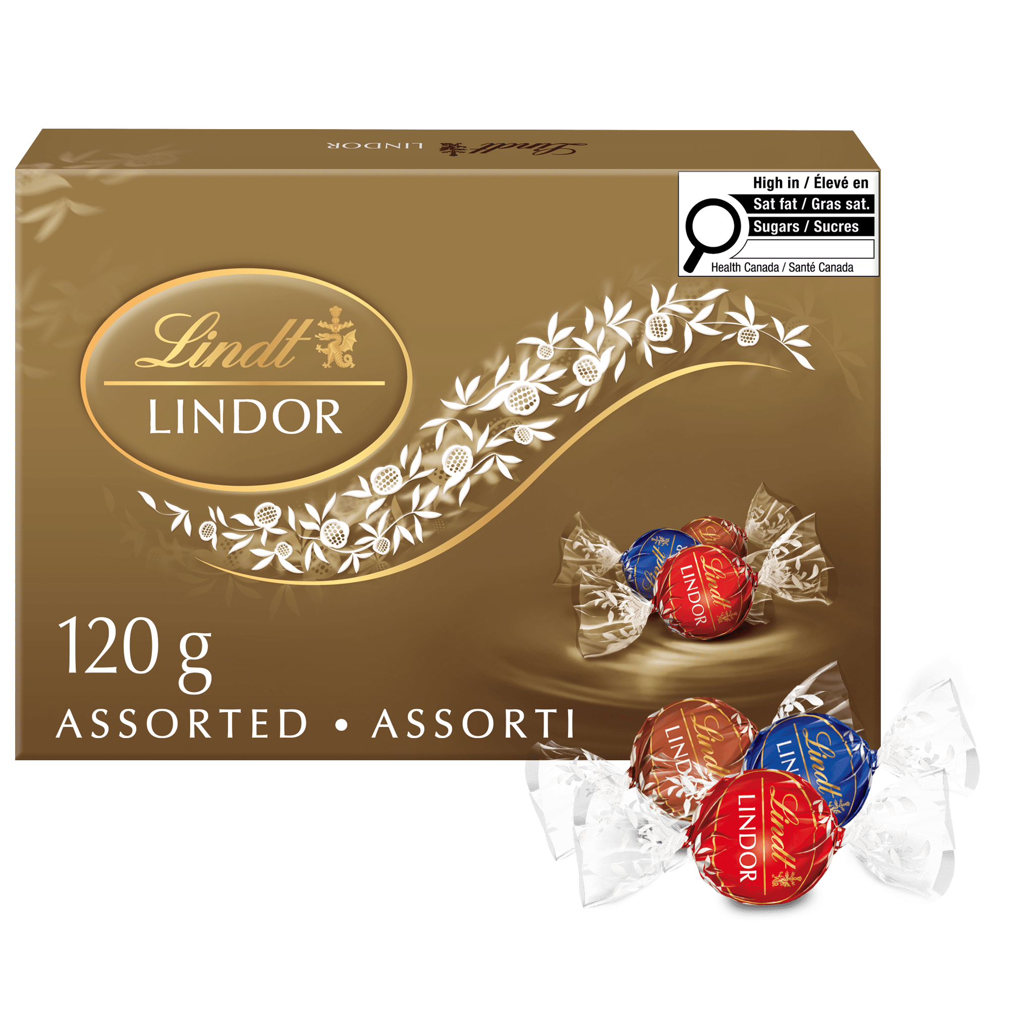 Lindt LINDOR Assorted Milk and Dark Chocolate Truffles, 120g Box