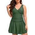 thumbnail image 1 of Riforla One-Piece Swimsuit for Women Plus Size Printing Shaping Swim Dress with Backless Design for Conservative Coverage Bathing Suits for Women Army Green XXL, 1 of 6