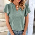 thumbnail image 2 of Birdeem Womens Spring and Summer Gold Lace Stitching V-Neck Solid Color Bottom T-Shirt Hollow Top, 2 of 8