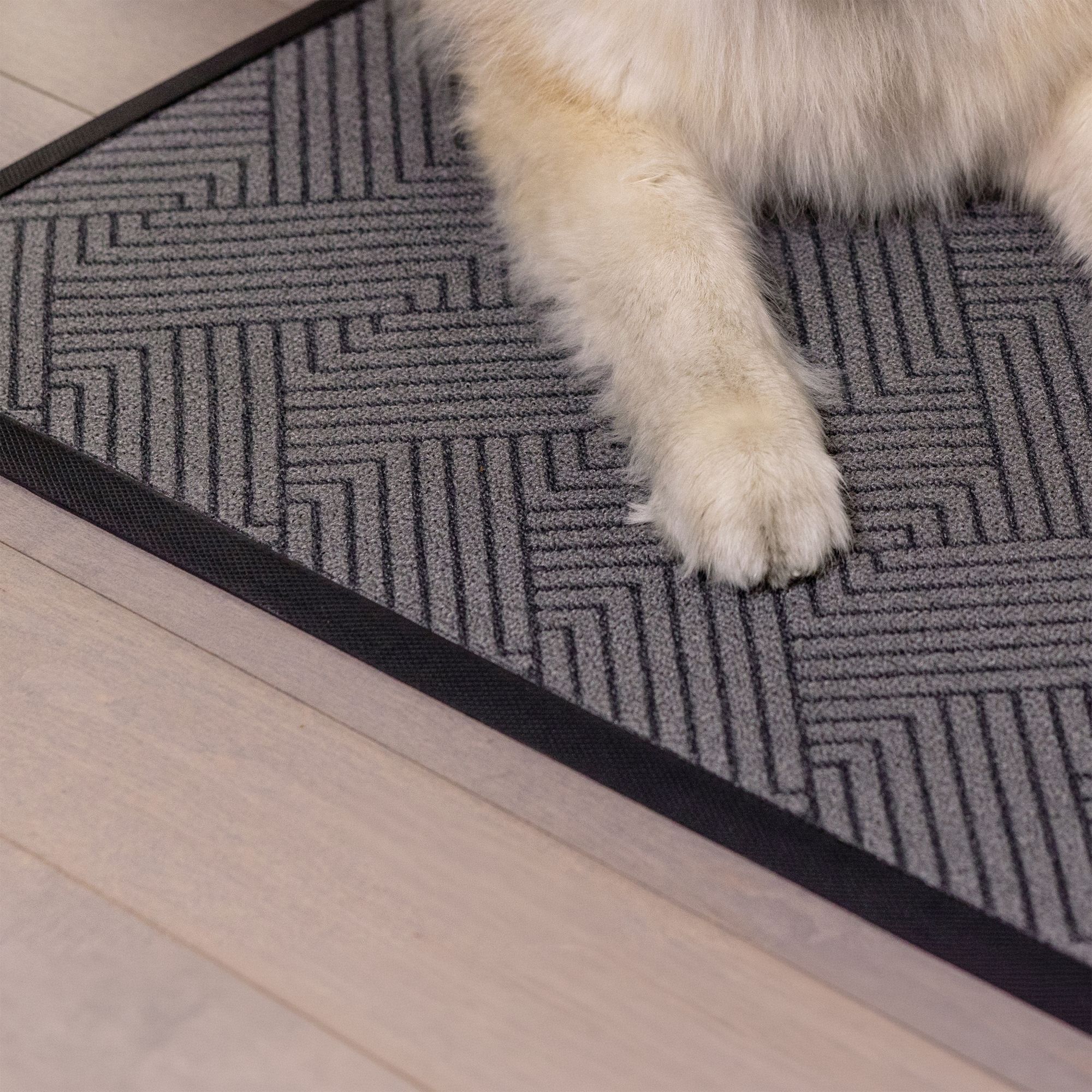 Stepguard Carrara 2x4 Indoor/Outdoor Doormat, Heavy-Duty Scraper, Non-Slip Vinyl Backing, Water-Resistant, Basketweave Grey, Entryway, Garage, Mudroom, Patio