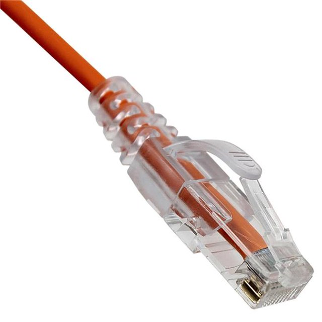 2 ft. Cat6a Slim Ethernet Snagless Molded Boot Copper Patch Cable, Orange