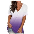 thumbnail image 1 of Jovatis Hauts de Sortie pour Femmes Été, T-Shirts Décontractés de Mode pour Femmes à Dégradé, Col en V, Manches Courtes, Coupe Ample, 1 of 7