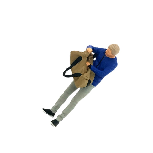 tamizeot Minuscule 1/64 Diorama de Collection Mise en Forme Femme Train Rue Route Homme Figurine Aspect Sac Homme Bleu 2,8-3 cm
