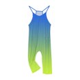 thumbnail image 3 of RXIRUCGD Girls Casual Jumpsuits Gradient Print Sleeveless Summer Rompers Long Pants With Pockets For 5-14 Years( Green, Size:9 Years ), 3 of 6