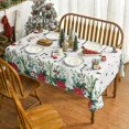 thumbnail image 5 of Christmas Tablecloth 60×120 Inch, Eucalyptus Poinsettia Washable Table Cover for Party Picnic Dinner Decor, 5 of 5