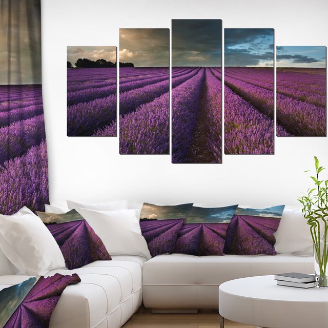 Lavender Field and Dramatic Sky - Floral Canvas Art Print