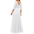 thumbnail image 4 of Faithtur Nouvelle Mode Femmes Longue Robe Couleur Unie Patchwork Dentelle V-Cou à Manches Mi Dos Sans Fermeture Éclair Robe Féminine, 4 of 5