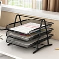 thumbnail image 2 of Desk File Tray Mesh Desk File Organizer Mesh Letter Tray Mesh Desk Paper Holder Office Desk Document Tray Mesh Bracket Paper Letter Shelf Holder Black Metal For Home Study School, 2 of 5