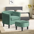 thumbnail image 4 of Costway Barrel Chair with Ottoman Footrest Curved Backrest Armrests Removable Seat Cushion Green, 4 of 10