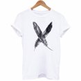 thumbnail image 3 of EGNMCR T-Shirts pour Femmes Mode Femmes T-Shirt à Manches Courtes Imprimé Plume Haut Décontracté Tee Blouse, 3 of 3