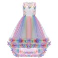 thumbnail image 1 of HAWEE Filles Unicorn Costume Princesse Longue Maxi Robe en Tulle à Fleurs pour Fête d'Anniversaire Carnaval Cosplay, 1 of 4