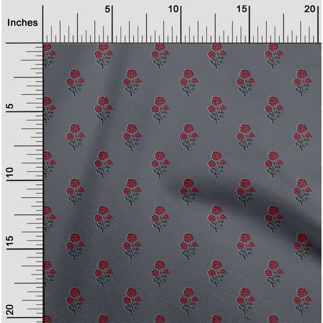oneOone Polyester Lycra Fabric Leaves & Floral Block Print Sewing Fabric BTY 56 Inch Wide