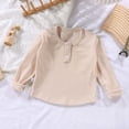 thumbnail image 1 of RXIRUCGD Round-neck Ribbed Velvet Bottoming Shirt For Kids( Beige, Size:1-2 Years ), 1 of 3