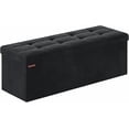 thumbnail image 1 of SONGMICS Storage Ottoman, Foldable Velvet Storage Bench, Footrest Stool, 15 x 43.3 x 15 Inches, Ink Black, 1 of 6