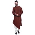 thumbnail image 2 of Atasi Kurta à Col Rond Chemise Kurta Uni à Manches Longues pour Hommes Tenue Décontractée, 2 of 7