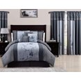 thumbnail image 2 of Chezmoi Collection Vienna Ensemble de Literie Brodé Floral Gris Bleu 7 Pcs, Taille Grand, 2 of 6