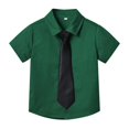 thumbnail image 1 of vdgthytj Toddler Baby Boys Girls Button down Shirts Kids Collared Neckties Short Sleeve Solid Color Summer Tops Tee, 1 of 2