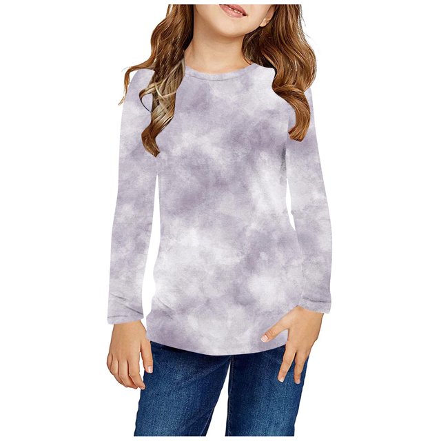 RXIRUCGD Chemises à Manches Longues pour Filles, Col Rond Mignon, Blouses Décontractées Élégantes, Multicolore, Taille : 9 Ans