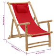 thumbnail image 4 of vidaXL Chaise Longue Bambou et Toile Rouge, 4 of 5