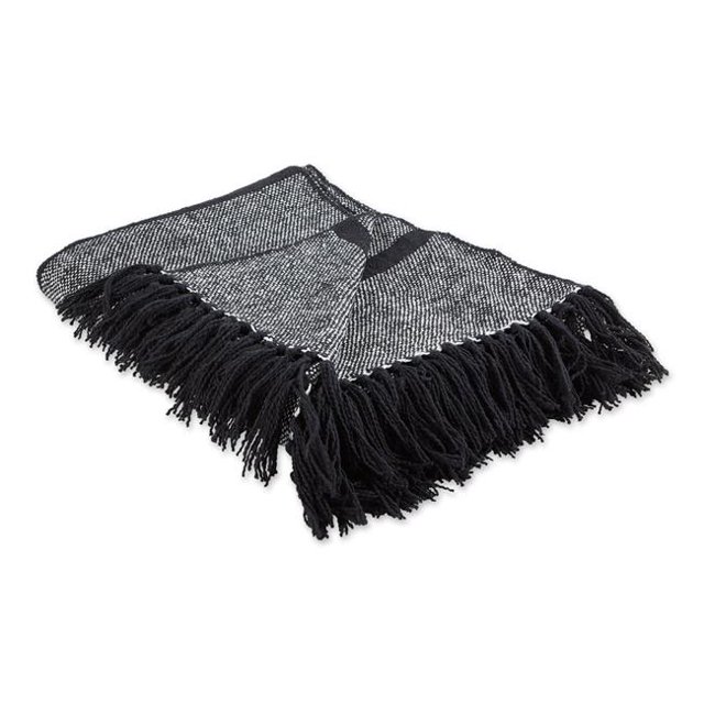 Design Imports CAMZ11474 Noir Rayures Homespun Couverture Jeter