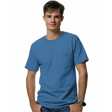 Hanes Beefy-T T-Shirt à Poche pour Hommes, 3TG, Bleu Denim