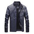 thumbnail image 1 of Manteau Veste en Similicuir à Col Montant Uni pour Homme, Mode Automne, 1 of 8
