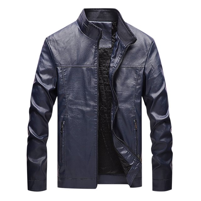 Manteau Veste en Similicuir à Col Montant Uni pour Homme, Mode Automne