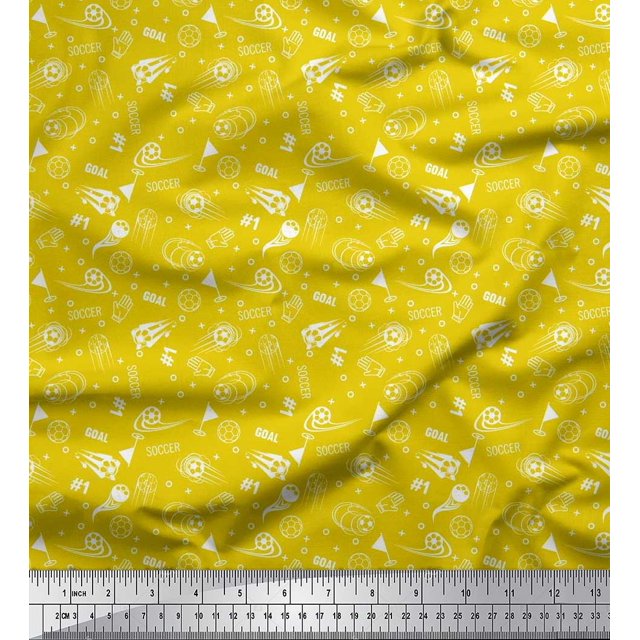 Soimoi Polyester Crepe Fabric Geometric Sign,Flag & Football Sports Fabric Prints by Yard 42 Inch Wide