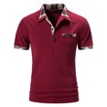 thumbnail image 1 of RKSTN Polo pour Homme Mode Décontractée Polo à Boutons Manches Courtes T-Shirt à Carreaux à Blocs de Couleur Col Rabattu Hauts Coupe Ajustée Chandail de Base T-Shirts, 1 of 9
