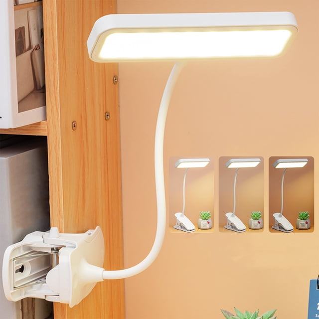 EGNMCR Kitchen Gadgets, Kitchen Accessories Clip On Lamp Battery Powered Reading Lamp Clip On Light For Bed Clip On Battery Light With 3 Brightness USB Rechargeable Reading Lamp desk lamp