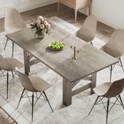 Kojooin 71 in Dining Table for 6 to 8, Long Farmhouse Kitchen Table with Thick Frame and Triangular Legs