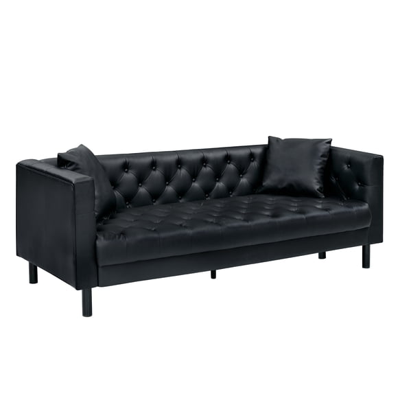 Canapé Chesterfield en Cuir PU Capitonné à Boutons de 81 Pouces - Canapé 3 Places à Assise Profonde avec Cadre en Bois pour Maison Appartement