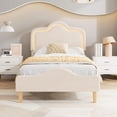 thumbnail image 2 of GloryStar LED Princess Bed Frame, Velvet Upholstered Kids/Girls Platform Bed with Adjustable Lighted Headboard & Footboard, Wooden Slats, No Box Spring Required, 2 of 9