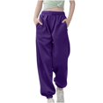 thumbnail image 4 of Girls Linen Pants Pants for Gymnastics Girls Medium And Large Children Casual Girls Solid Color Drawstring Sweatpants, 4 of 6