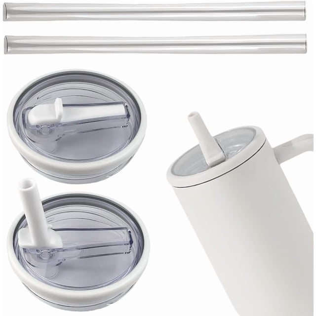2Pcs 40 oz Tumbler Flip Straw Lid Replacement Fit, Replaceble Tumbler Flip Straw Lid, Spill Proof Splash Resistant Tumbler Lids, Tumbler Cover for Car Cup and 40 oz Cup