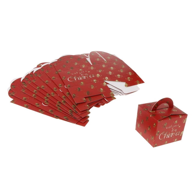 GUOOL 10 Pcs Boîtes de Bonbons de Noël 3,5 Pieds' X 3,5 Pieds' 4,7 Pieds' Feuilles de Noël Rouges