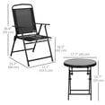 thumbnail image 3 of Outsunny Outdoor Bistro Set Small Patio Set w/ Foldable Chairs, Black, 3 of 10