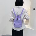 thumbnail image 2 of Women Solid Color Backpack Preppy Style School Nylon Mini Rucksack (White), 2 of 9